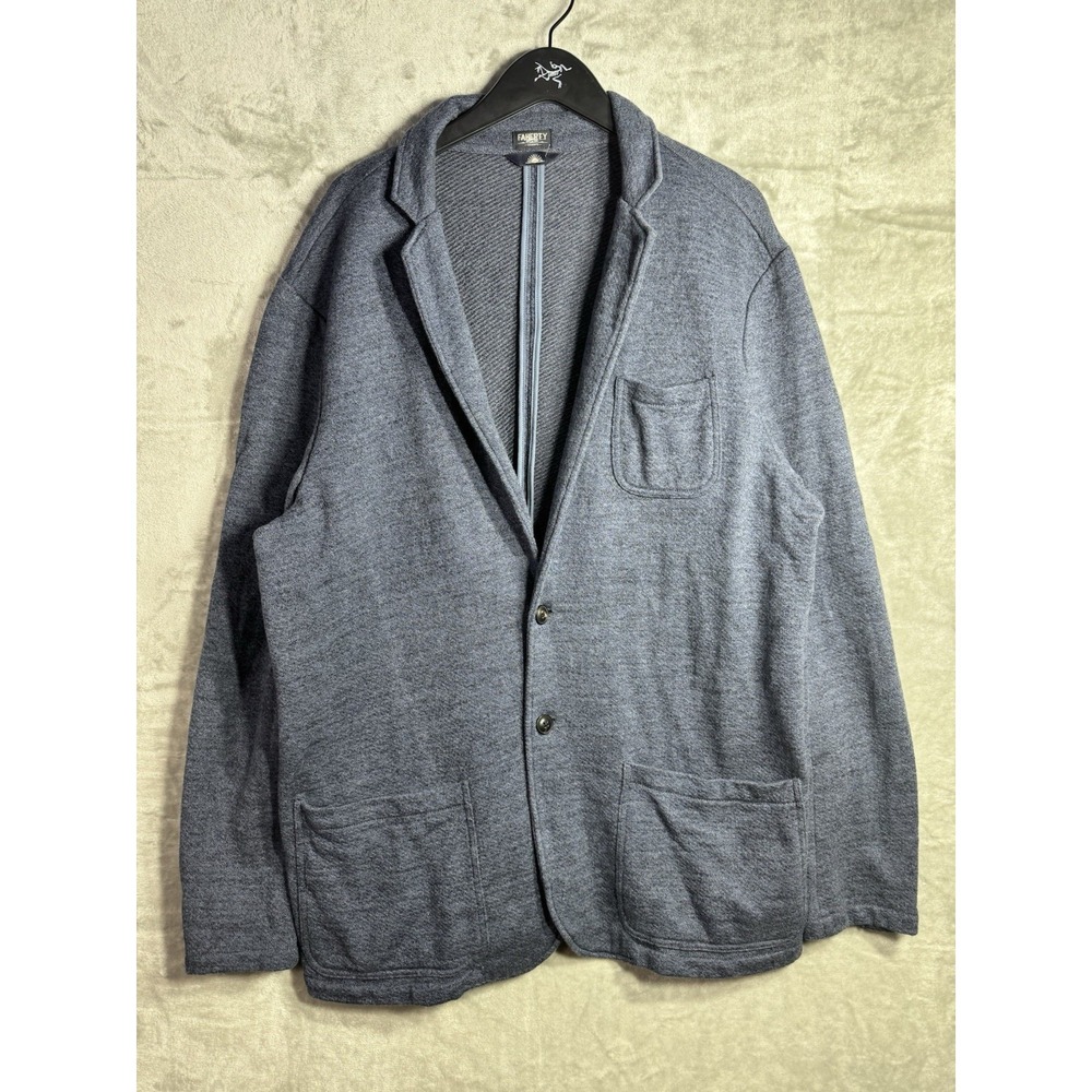 Faherty Inlet Blazer Deep Navy Cotton Blend Mens XXLT Utility Sport Coat
